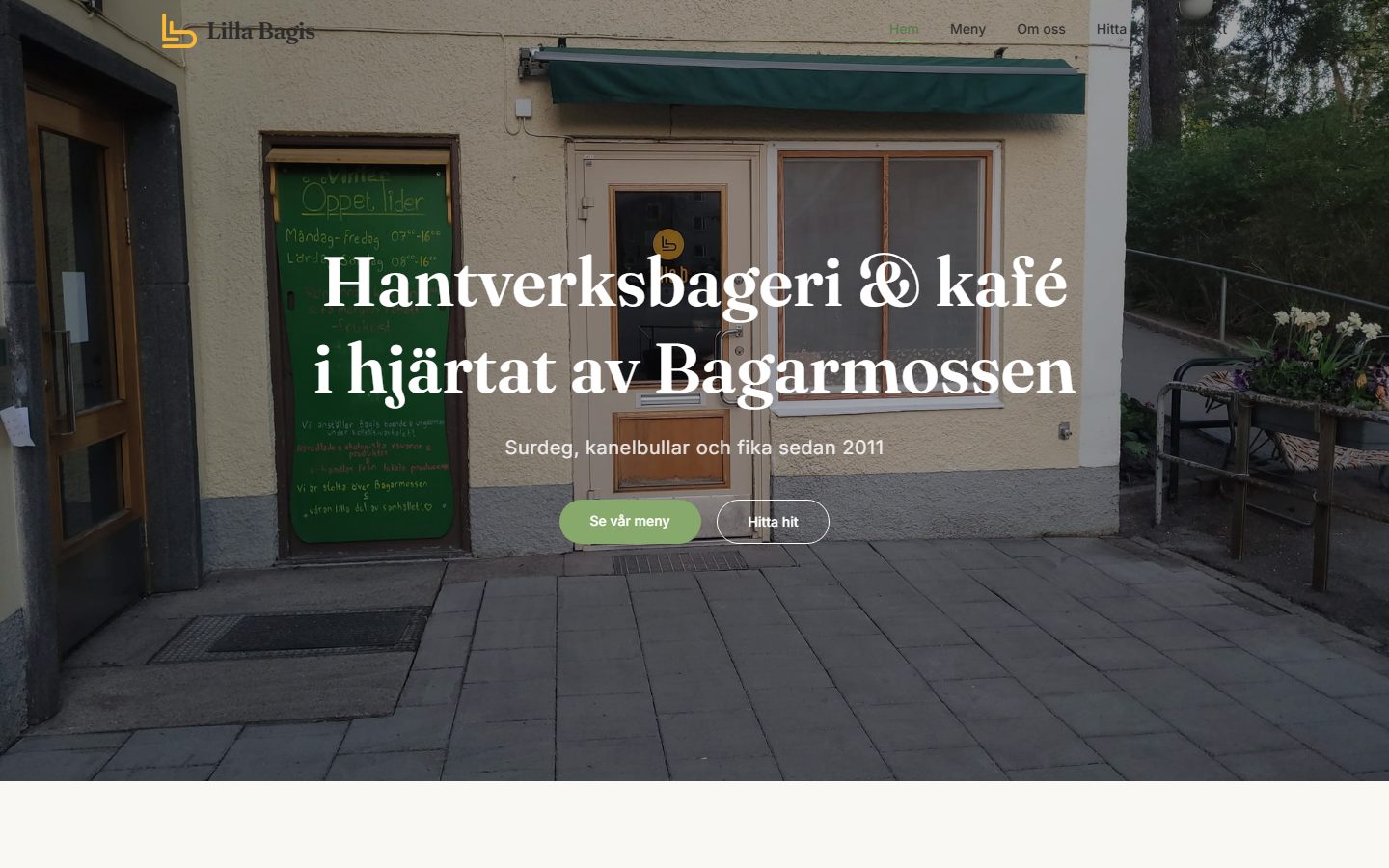 Förhandsvisning av Lilla Bagis webbplats på desktop